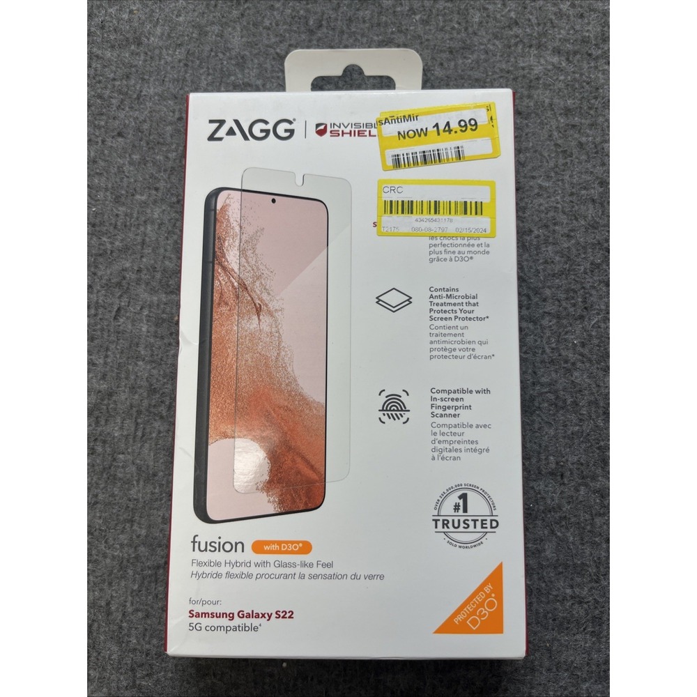 Zagg Invisible Shield Fusion D3O Screen Protector For Samsung Galaxy S22 NIB
